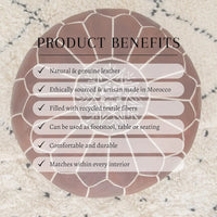 Thumbnail for Poufs&Pillows Poef van hoogwaardig ambachtelijk leer, handgemaakt, gevoerd, voetensteun, vloerkussen (cognachoning) Ettilux Home