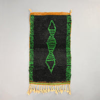 Thumbnail for Black Wool Moroccan Bohemian Rug 2.1 x 3.7 Feet / 65 x 119 cm - Ettilux Home
