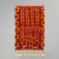 Thumbnail for Bohemian Handmade Red Moroccan Rug 2.1 x 3.2 Feet / 66 x 100 cm - Ettilux Home