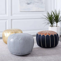 Thumbnail for Denim & Leather Pouf - Ettilux Home