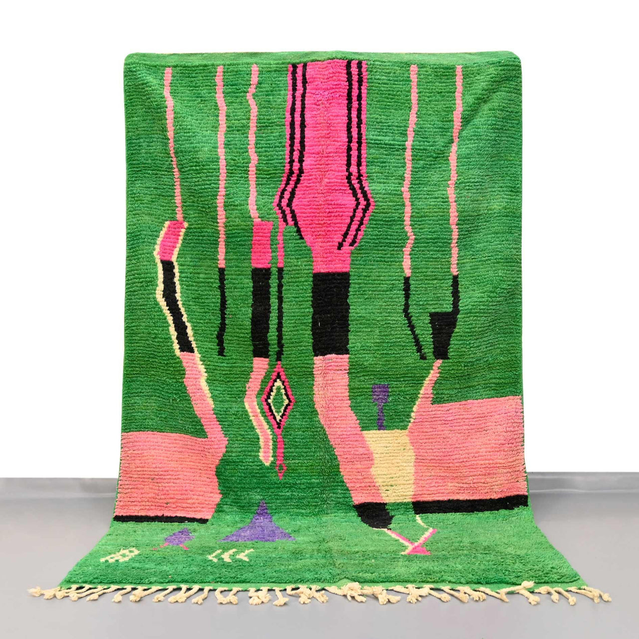 Green Wool Moroccan Vintage Rug 5.6 x 8.9 feet / 173 x 272 cm - Ettilux Home