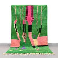 Thumbnail for Green Wool Moroccan Vintage Rug 5.6 x 8.9 feet / 173 x 272 cm - Ettilux Home