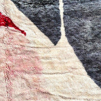 Thumbnail for Introduce a timeless Moroccan aesthetic to your home with the Rosy Abstract Handwoven 100% Wool Beni Mrirt Rug, a classic Beni Ourain rug measuring 8.1 X 9.9 ft / 247 X 304 cm. This handwoven rug is made using premium wool and features a beautiful abstract design that will effortlessly complement any decor.