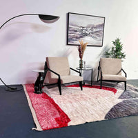 Thumbnail for Rosy Abstract Handwoven 100% Wool Beni Mrirt Rug 8.1 X 9.9 ft / 247 X 304 cm - Ettilux Home