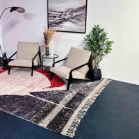 Thumbnail for Rosy Abstract Handwoven 100% Wool Beni Mrirt Rug 8.1 X 9.9 ft / 247 X 304 cm - Ettilux Home