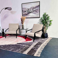 Thumbnail for Elevate your decor with the luxurious Rosy Abstract Handwoven 100% Wool Beni Mrirt Rug, made using traditional Beni Ourain rug weaving methods. This 8.1 X 9.9 ft / 247 X 304 cm rug is a stunning addition to any home.