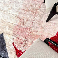 Thumbnail for Transform your home with the Rosy Abstract Handwoven 100% Wool Beni Mrirt Rug, a beautiful and authentic Beni Ourain rug measuring 8.1 X 9.9 ft / 247 X 304 cm. Crafted using premium wool, this rug is both soft and durable.