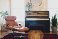 Thumbnail for set of 2 Genuine Leather Poufs - Ettilux Home