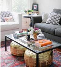 Thumbnail for Set of 4 Golden Poufs - Ettilux Home