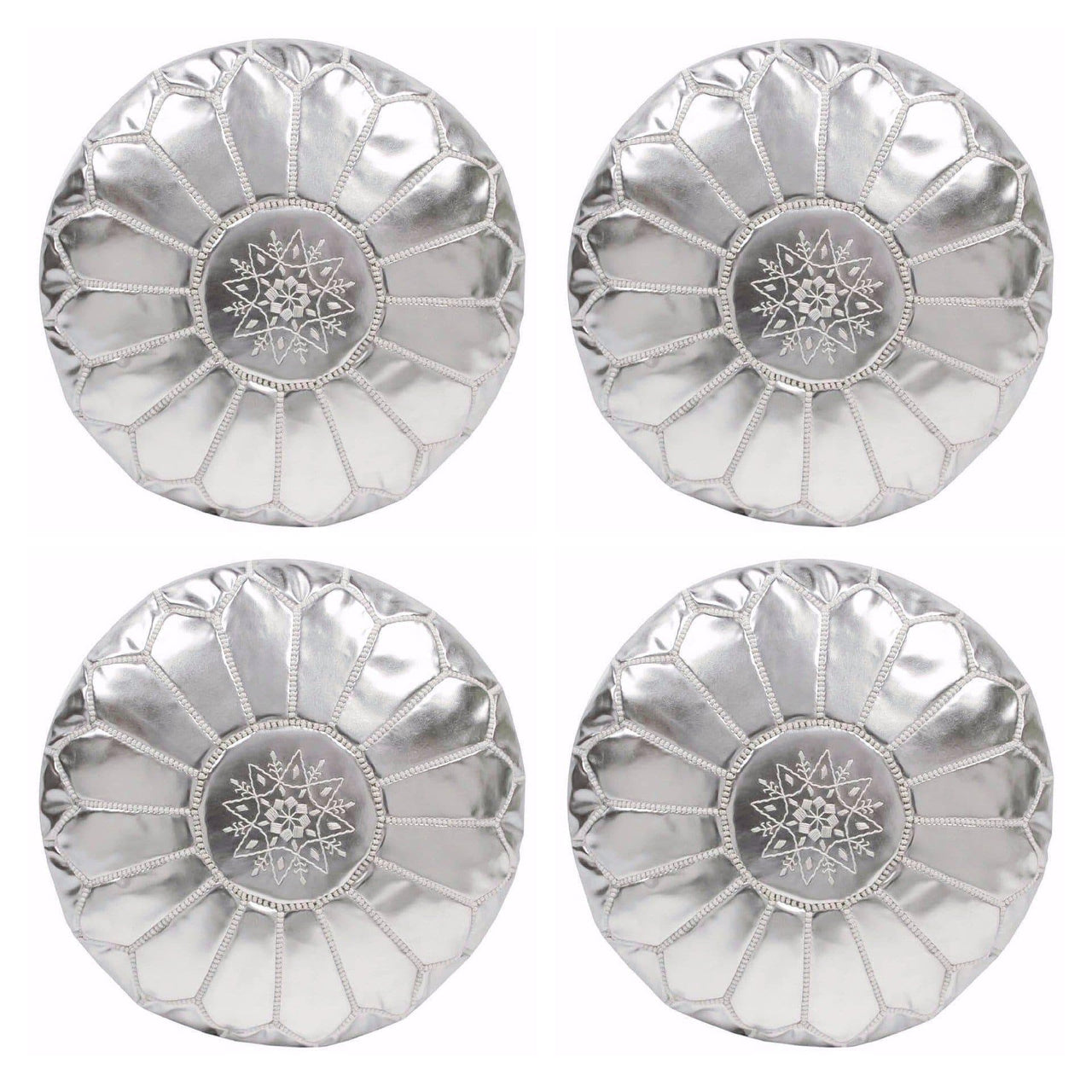 Set of 4 Silver Poufs - Ettilux Home