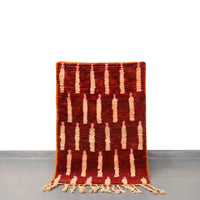Thumbnail for Wool Red Moroccan Rug 2.4 x 3.6 Feet / 75 x 112 cm - Ettilux Home
